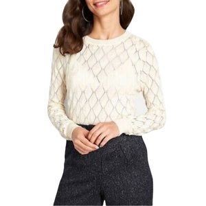 𝅺Modcloth | Looking Lively Textured Ivory Long Sleeve